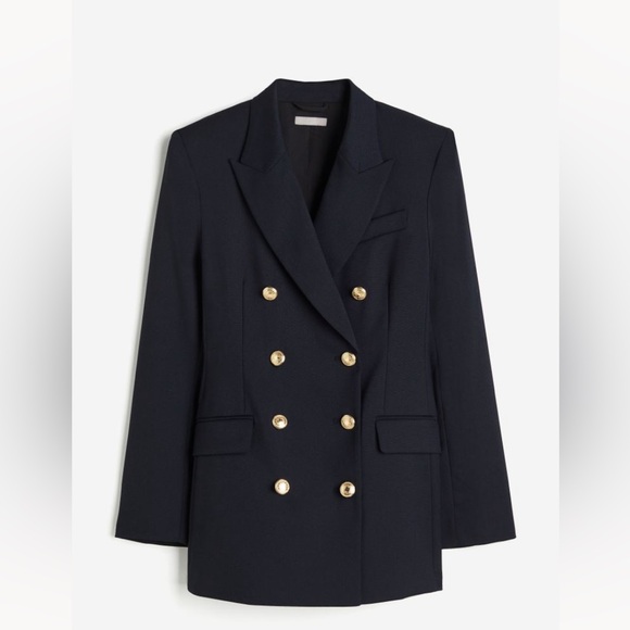 H&M Navy Blue Double Breasted Blazer - Picture 3 of 6